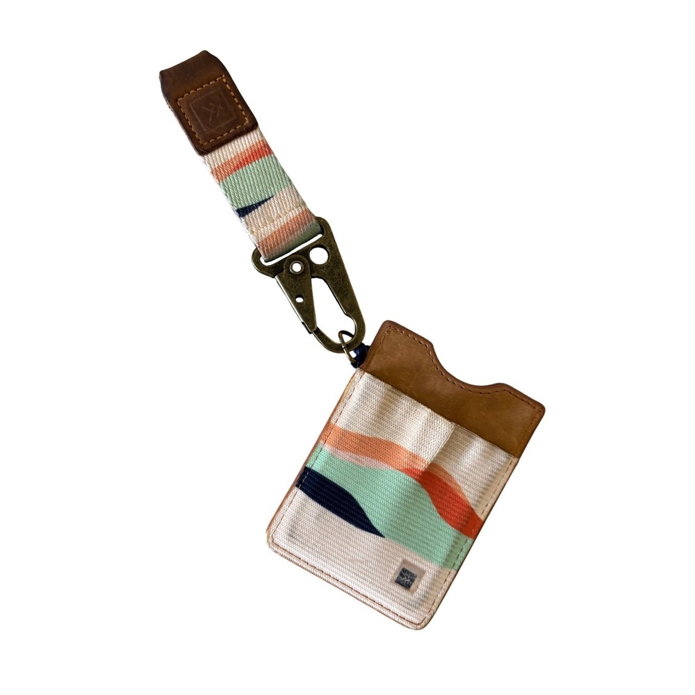 Thread Wallets Elastic Card Holder‎ with Wristlet Lanyard Leather Wave Gorp